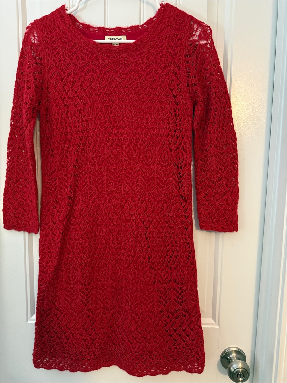 Cherokee Red Crochet Knit Girls Dress